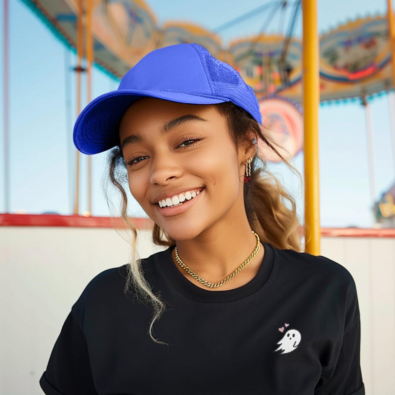 DALIX Plain Trucker Hat Mesh Cap in Royal Blue - Image 4